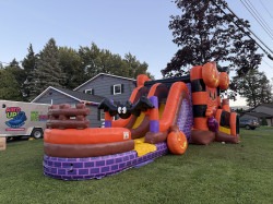 Halloween Pumpkin Double Slide Bounce House Combo